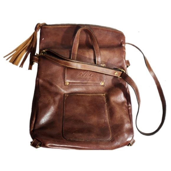 Patricia Nash Cognac Leather Backpack Purse Brown - Picture 4 of 14